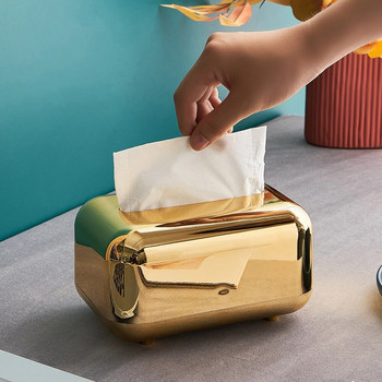 Нов модерен държач за кутия за салфетки Златен държач за салфетки Аксесоари за декорация на дома Държач за хартиени кърпи Автомобилен държач за салфетки