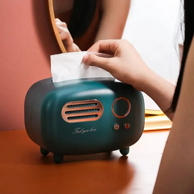 Ρετρό Ραδιόφωνο Μοντέλο Tissue Box Επιτραπέζιο θήκη χαρτιού Vintage Dispenser Αποθήκευση Θήκη χαρτοπετσέτας Organizer Ornament Craft