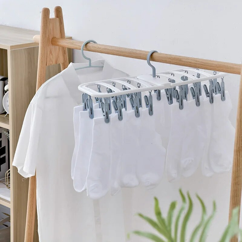 Majapidamises kasutatav multifunktsionaalne riidenagis mitme klambriga riidepuu tuulekindel rõdu kokkupandav kuivatusriide beebi sokid riided