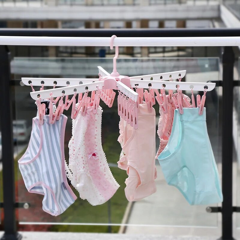 Majapidamises kasutatav multifunktsionaalne riidenagis mitme klambriga riidepuu tuulekindel rõdu kokkupandav kuivatusriide beebi sokid riided