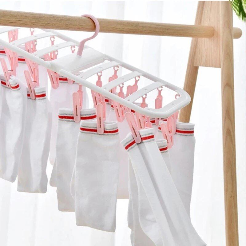 Majapidamises kasutatav multifunktsionaalne riidenagis mitme klambriga riidepuu tuulekindel rõdu kokkupandav kuivatusriide beebi sokid riided