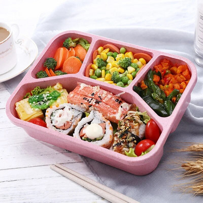 4Grids Lunch Box Bento Box Ebédtartályok Felnőtt/Gyermek/Tibegő piknik számára Bento Lunch Box Mikrohullámú Mosogatógépben Mosogatógépben fagyasztható