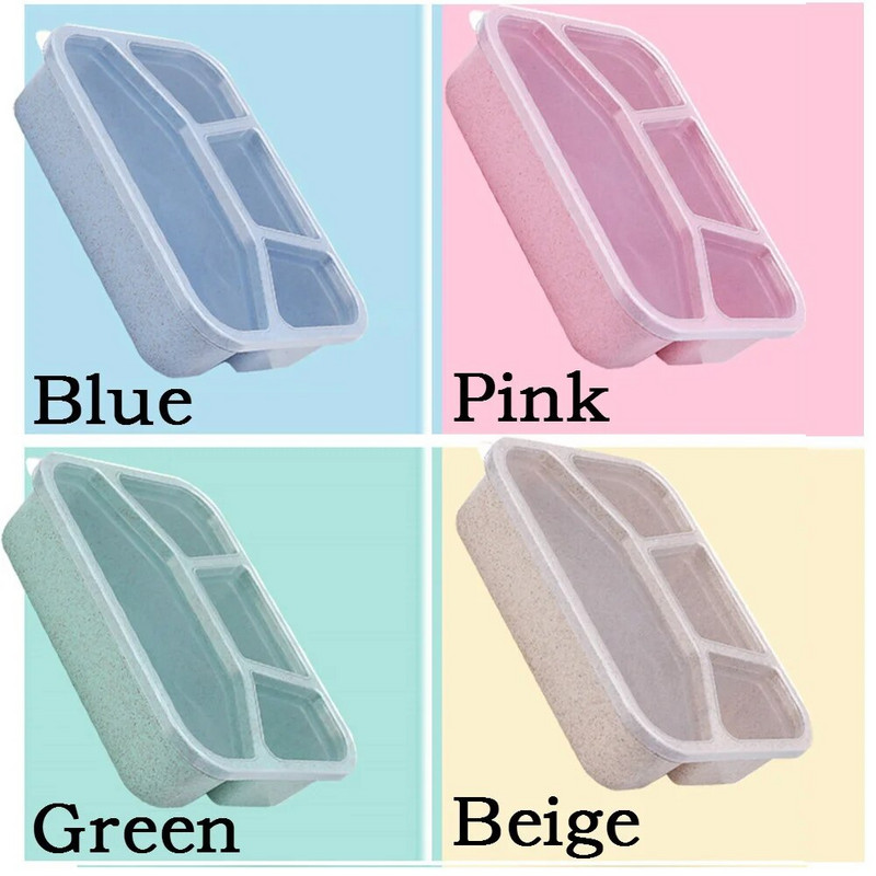 4 Gridsi lõunakarp Bento Box lõunasöögikonteinerid täiskasvanutele/lastele/väikelaste piknikule Bento lõunakarp, mikrolaineahjus nõudepesumasinas, sügavkülmikus ohutu