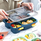 Χωρισμένο κουτί bento για φοιτητές, τρία χωρισμένα κουτιά γεύματος, τέσσερα καλυμμένα κουτιά σούπας, πλαστικά επιτραπέζια σκεύη, σφραγισμένο με φούρνο μικροκυμάτων κουτί γεύματος
