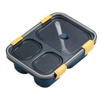 Разделена бенто кутия за ученици, три разделени кутии за обяд, четири покрити кутии за супа, пластмасови съдове за хранене, запечатана кутия за обяд в микровълнова