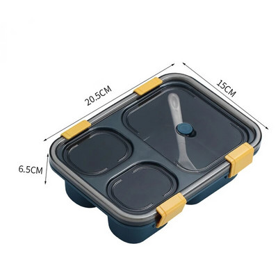 Χωρισμένο κουτί bento για φοιτητές, τρία χωρισμένα κουτιά γεύματος, τέσσερα καλυμμένα κουτιά σούπας, πλαστικά επιτραπέζια σκεύη, σφραγισμένο με φούρνο μικροκυμάτων κουτί γεύματος