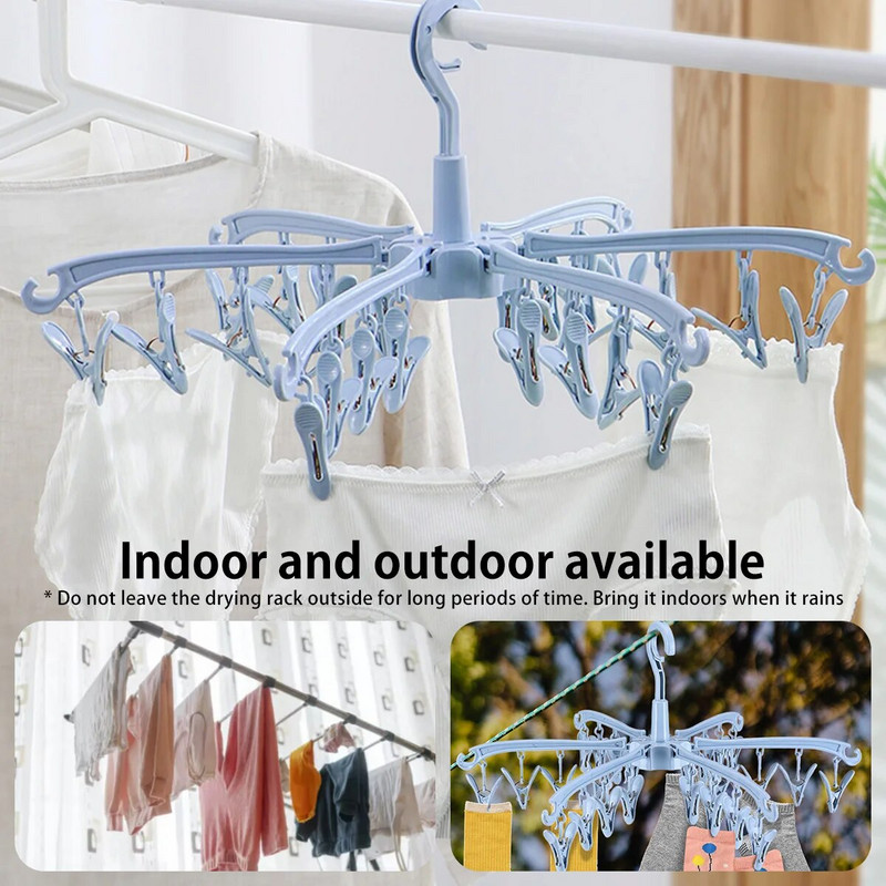 24 klambrit Plastikust sokikuivatusrest Kokkupandav pesu riidepuu Pööratav riidepuu sokikuivati riidekuivatusrest Organisatsioon