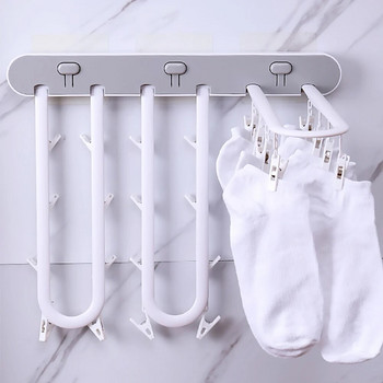 Мултифункционална сгъваема закачалка за сушилня за дрехи Чорапи с щипки за бельо Поставка за съхранение на кърпи за пране Органайзер за окачване в домашна баня