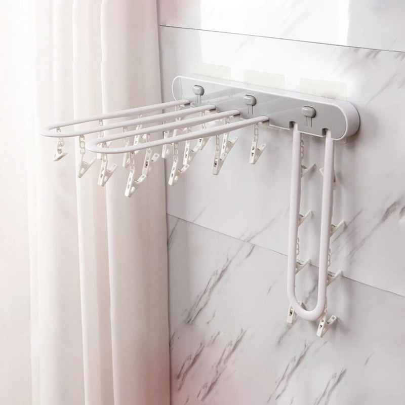 Multifunktsionaalne kokkupandav riidekuivati riidepuu Mitme klambriga sokid aluspesu pesu riide hoiustamisriiul Kodu Vannituba Rippuv korraldaja