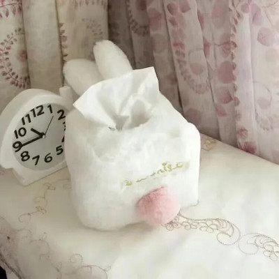 Κάλυμμα χαρτιού Kawaii Χαριτωμένο ροζ βελούδινο χαρτομάντηλο κουνελιού Κουτί αποθήκευσης δώρου για κορίτσια Διακόσμηση σπιτιού Δώρο θήκη χαρτιού υγείας Θήκη χαρτοπετσέτας
