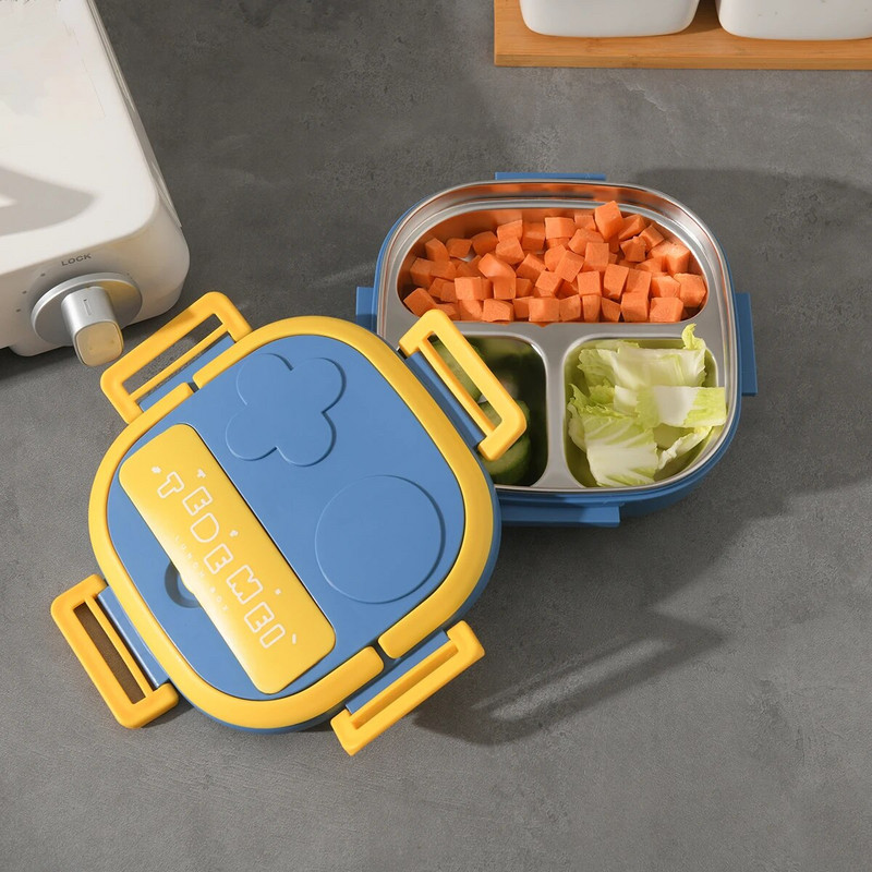 1 tk- nelja nupuga suletud roostevabast terasest lõunakarp Loominguline üliõpilaste lõunakarp Igapäevane ettevõtte kingitus bentokarp