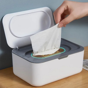 Преносима кутия за съхранение на кърпички Запечатан органайзер с капак Прахоустойчив капак за дозатор за мокри кърпички Кутия за съхранение на маски за домашен офис