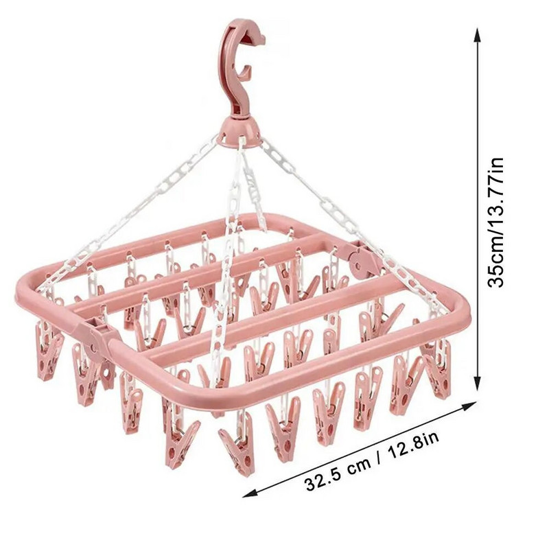 32 klambrit rippuv Kokkupandav riidepuu Multifunktsionaalne tuulekindel sokid aluspesu klamber plastikust riidekuivati nagi riidenagi