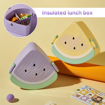 Κουτί μεσημεριανού γεύματος Cartoon Bento για παιδιά, στεγανό μεσημεριανό δοχείο φρούτων για κορίτσια, αγόρια, νήπια με 3 θήκες, θυρίδα ασφαλείας μικροκυμάτων