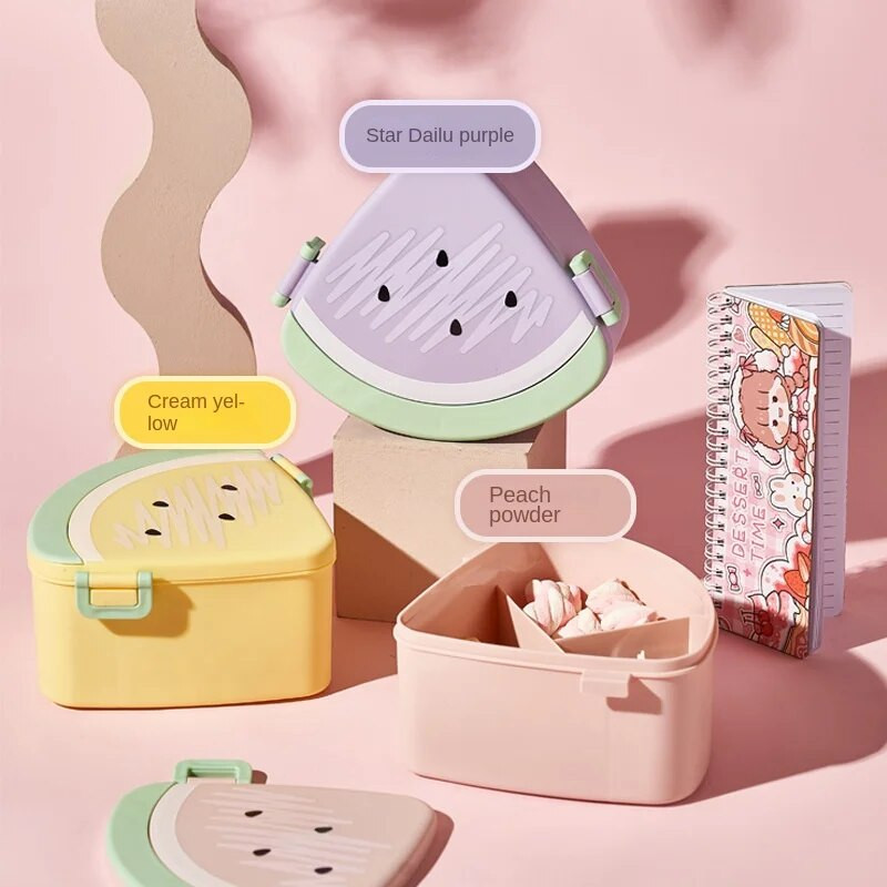 Cartoon Bento lõunakast lastele, lekkekindel lõunasöögi puuviljakonteiner tüdrukutele, poistele ja väikelastele, 3 kambriga, mikrolaineahjus ohutu