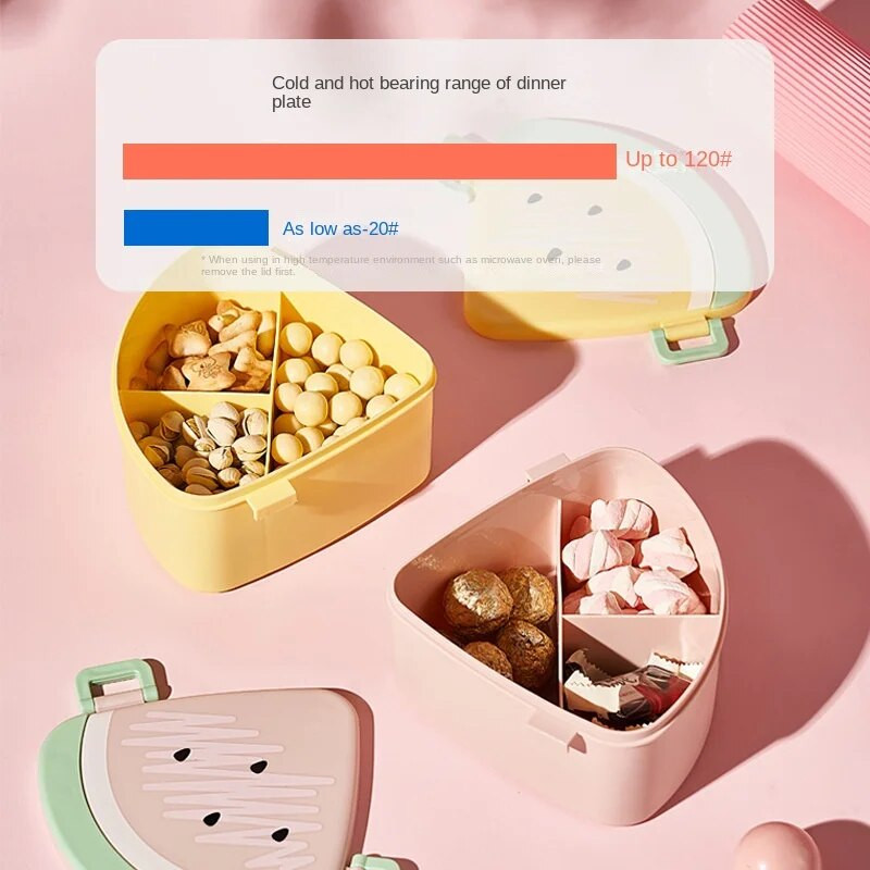 Cartoon Bento lõunakast lastele, lekkekindel lõunasöögi puuviljakonteiner tüdrukutele, poistele ja väikelastele, 3 kambriga, mikrolaineahjus ohutu