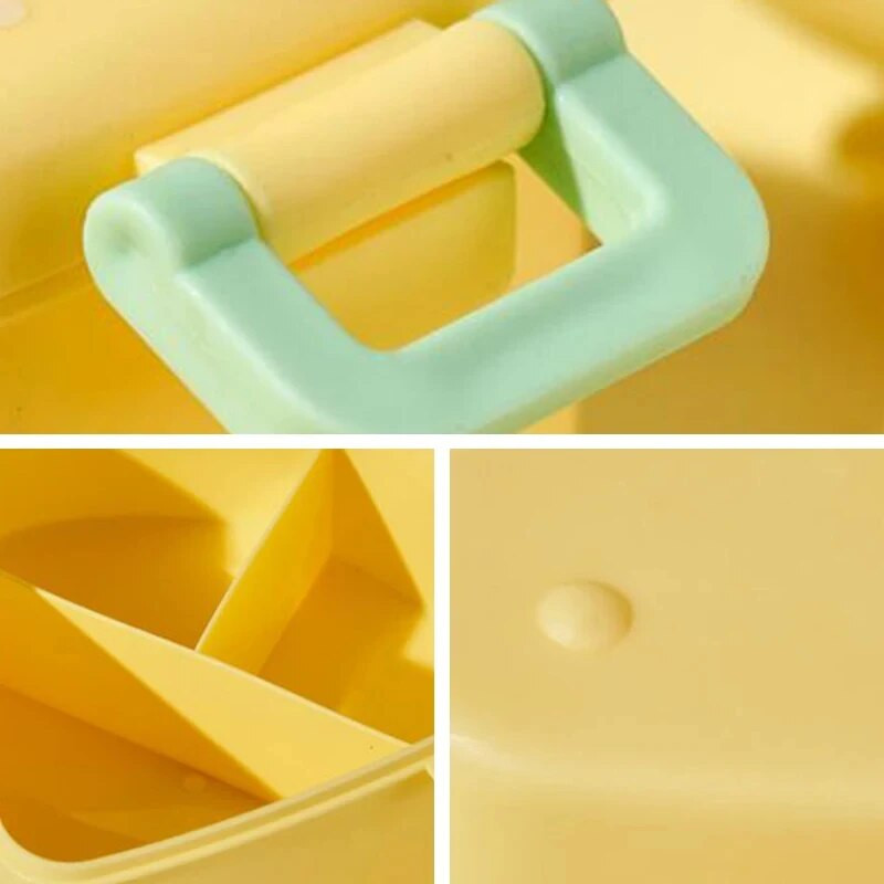 Cartoon Bento lõunakast lastele, lekkekindel lõunasöögi puuviljakonteiner tüdrukutele, poistele ja väikelastele, 3 kambriga, mikrolaineahjus ohutu