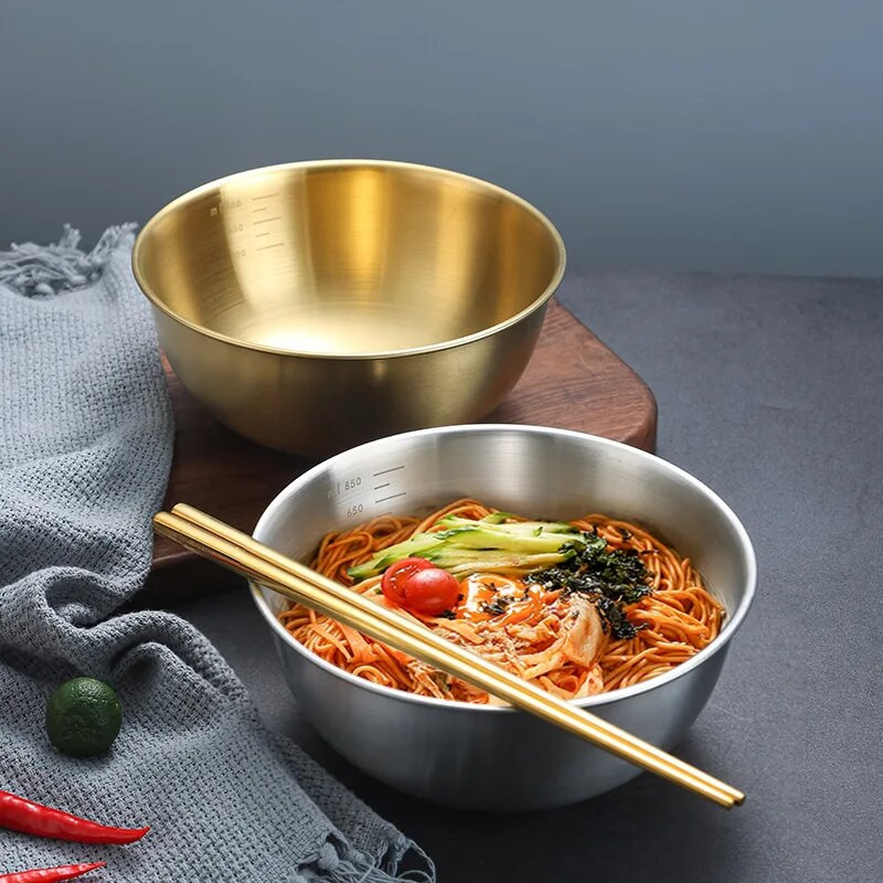 Köögi roostevabast terasest puuviljasalati kausid korea stiilis suure mahutavusega supi-nuudlid Rameni kaussi toidunõud