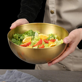 1 PC Creative Ramen Bowl от неръждаема стомана Корейска купа за салата Friut Златни купи за супа Еднослойни домашни съдове за хранене Кухненски прибори