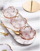 1 ΤΕΜ. New Cherry Blossoms Seasoning Plate Μικρό γυάλινο πιάτο Nodic Gold Inlay μπολ σάλτσας για παγωτό Fruit Sala Προμήθειες κουζίνας