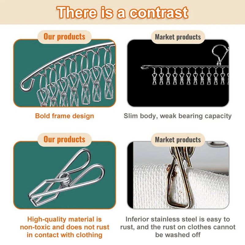 Roostevabast terasest riiete kuivatusriide tuulekindel riideriiul 6/20 klambrit sokk pesu õhutus riidepuu aluspesu sokid pükste hoidja