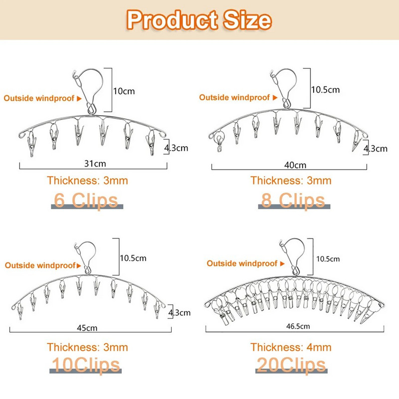 Roostevabast terasest riiete kuivatusriide tuulekindel riideriiul 6/20 klambrit sokk pesu õhutus riidepuu aluspesu sokid pükste hoidja