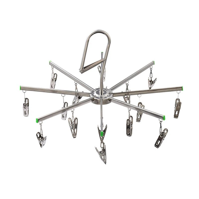 Összecsukható, rozsdamentes acél fehérnemű zokniszárító mosodai állvány lapos fejű ruhaakasztó szellőző rozsdaálló erős markolat kapocs 2023