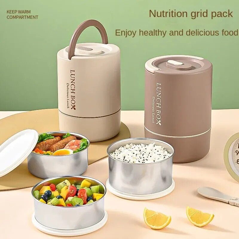 304 Rozsdamentes acél többrétegű ebédlődoboz szigetelt Bento élelmiszertároló tároló Hordozható kültéri piknik szivárgásmentes iskolai asztal