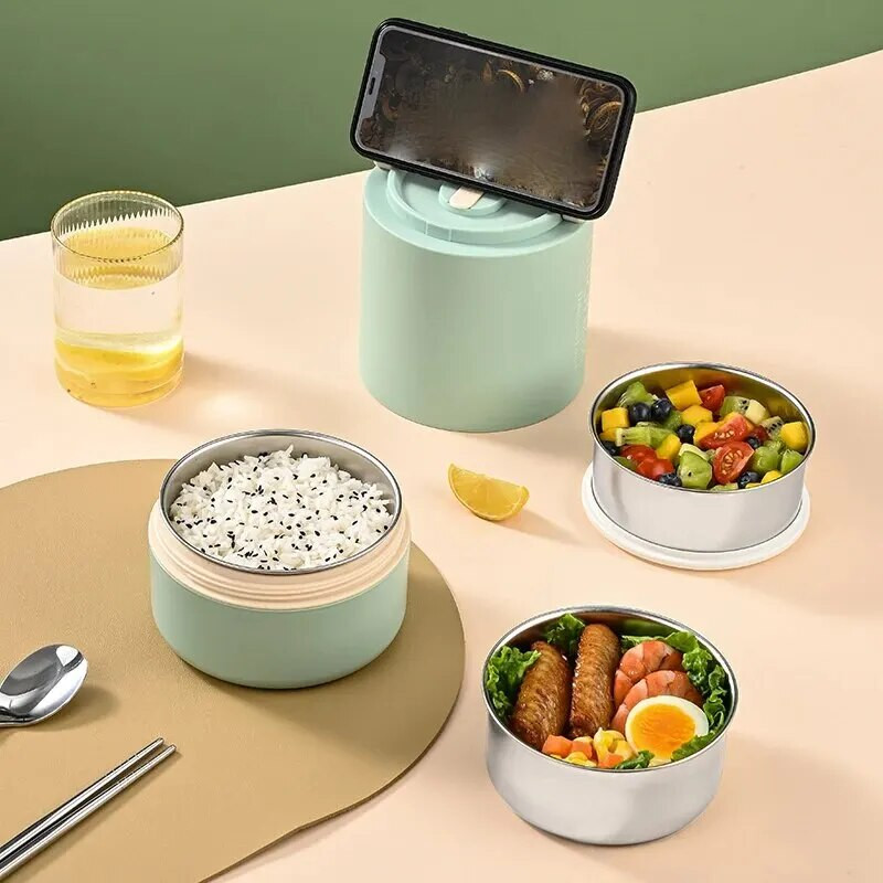 304 Rozsdamentes acél többrétegű ebédlődoboz szigetelt Bento élelmiszertároló tároló Hordozható kültéri piknik szivárgásmentes iskolai asztal