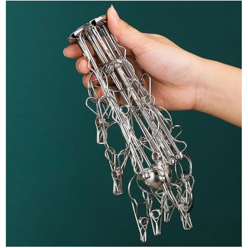 Összehajtható rozsdamentes acél fehérnemű zokni szárító ruhaszárító ruhafogas szellőző rozsdaálló erős markolat kapcsok