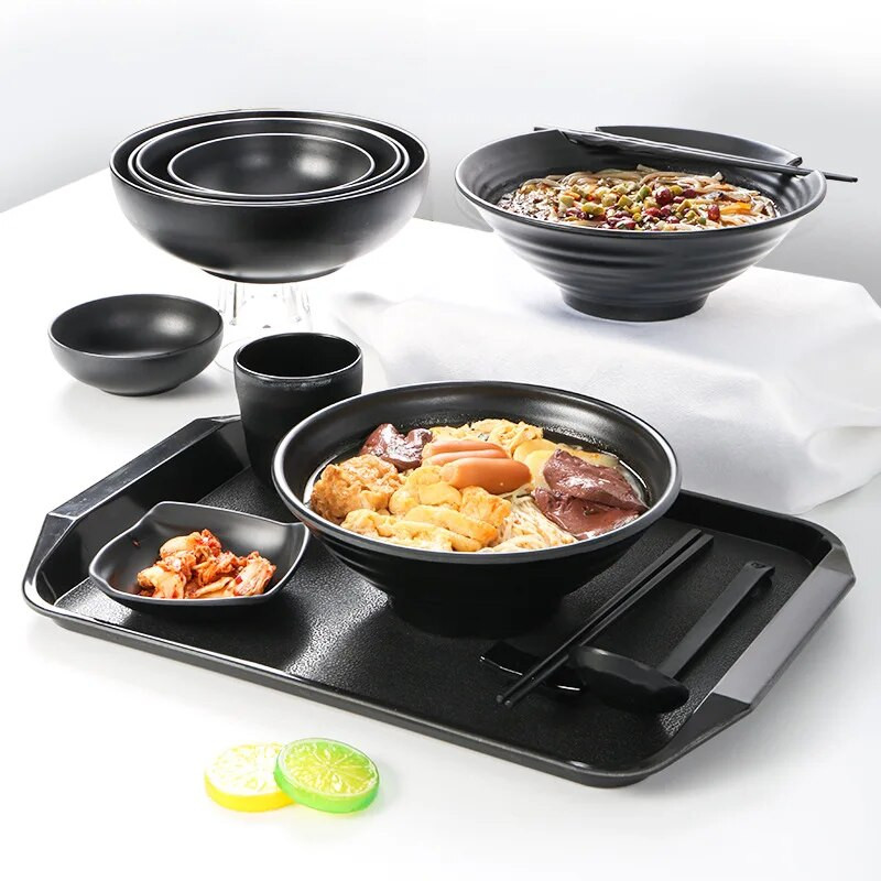 Gyümölcssaláta Gyorsétterem étkészlet Japán stílusú műanyag tészta tál Háztartási ramen tál leveses tál