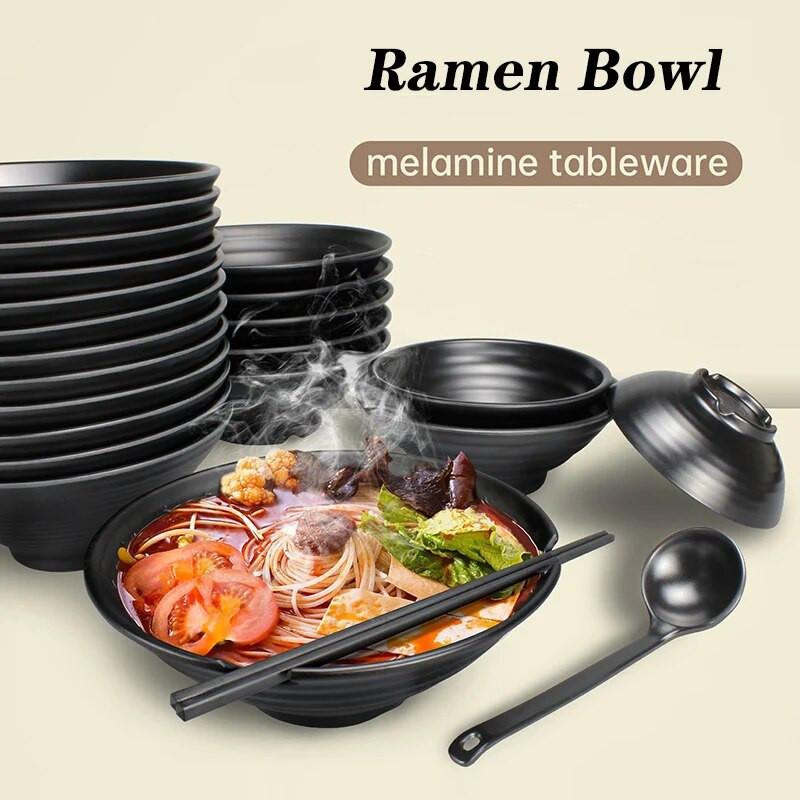 Gyümölcssaláta Gyorsétterem étkészlet Japán stílusú műanyag tészta tál Háztartási ramen tál leveses tál