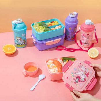 Χαριτωμένο Unicorn Bento κουτί μεσημεριανού γεύματος και μπουκάλι νερού για παιδιά κορίτσια Kawaii Παιδιά κουτί μεσημεριανού γεύματος Σχολικό σνακ Κουτιά σάντουιτς Δοχείο τροφίμων