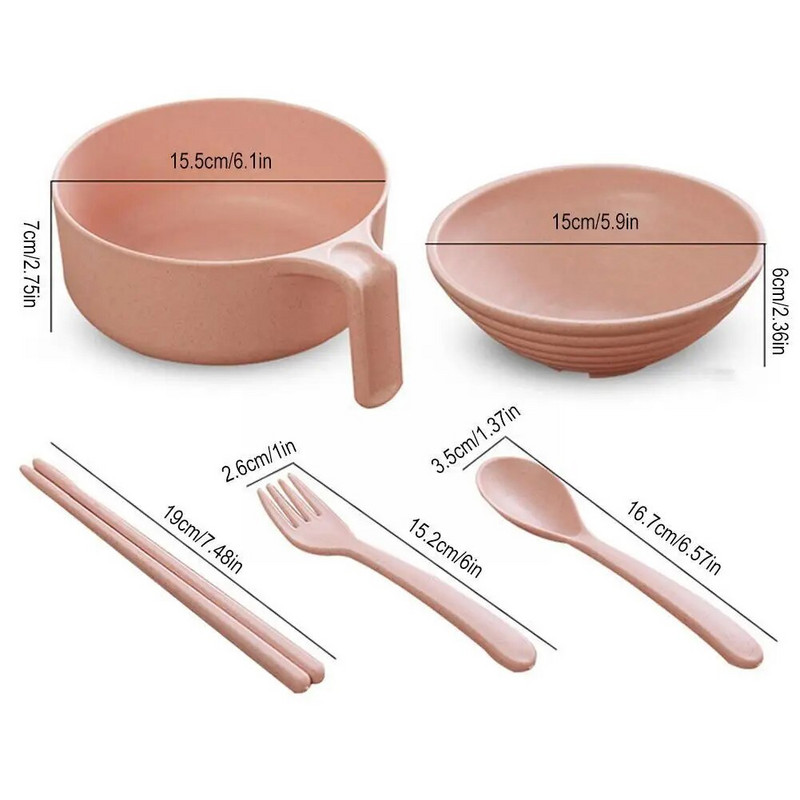 Búzaszalma instant tészta tál fedél kanál pálcika saláta forró villaleves ételtálak újrafelhasználható tésztatál tartály F N6M1