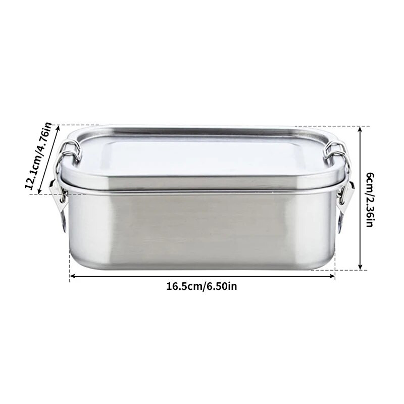 2 rácsos, rozsdamentes acél ebédlődoboz Élelmiszertároló Gyermek Bento Box Kiváló minőségű snack tároló rekesz Ebéddoboz Konyhai edények