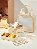 WORTHBUY Κουτί Bento μικροκυμάτων με επιτραπέζια σκεύη Φορητό κουτί μεσημεριανού γεύματος διπλής στρώσης Διαιρούμενο δοχεία τροφίμων για ενήλικες