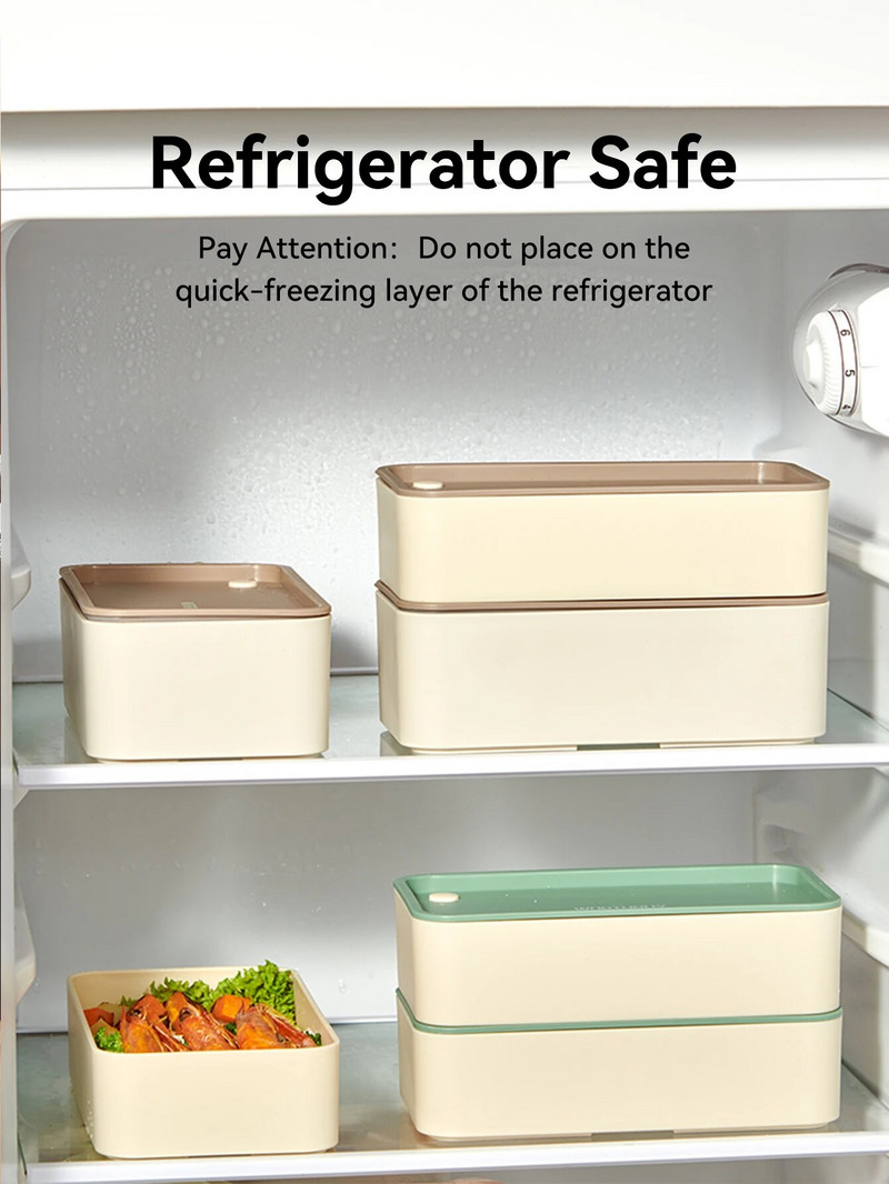 WORTHBUY Mikrohullámú Bento doboz étkészlettel Hordozható kétrétegű ebédlődoboz, szivárgásmentes, osztott ételtároló edények diákoknak, felnőtteknek