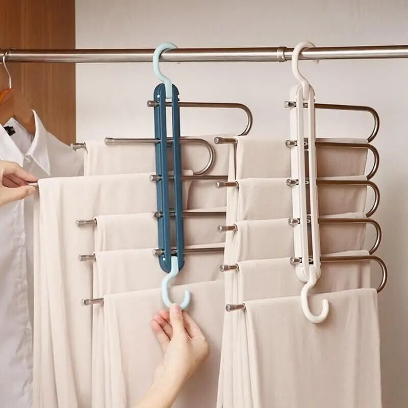 Többfunkciós többrétegű összecsukható nadrágakasztó továbbfejlesztett változat Helytakarékos műanyag szárítóállvány ruhatároló rendszerező