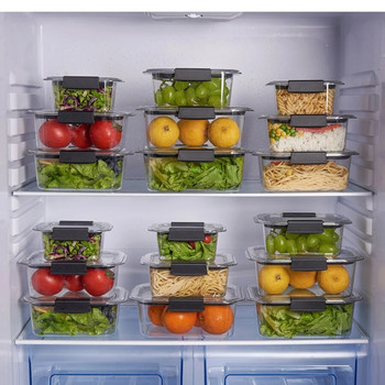 Контейнери за съхранение на храна Brilliance без BPA с капаци, херметически затворени, за обяд, приготвяне на храна и остатъци