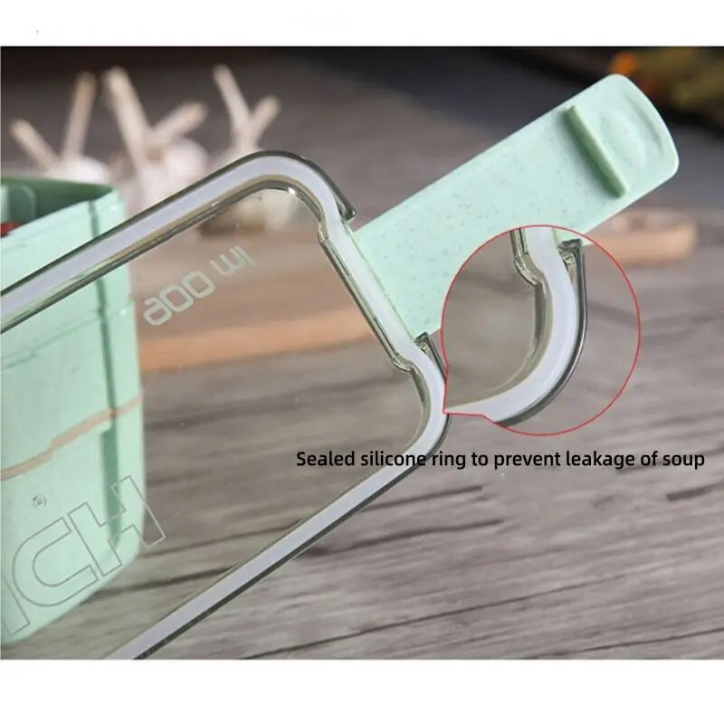 Konyha 900ml Mikrohullámú ebédlődoboz Búzaszalma étkészlet Élelmiszer tároló edény Gyerekek Iskolai Iroda Hordozható Bento Box