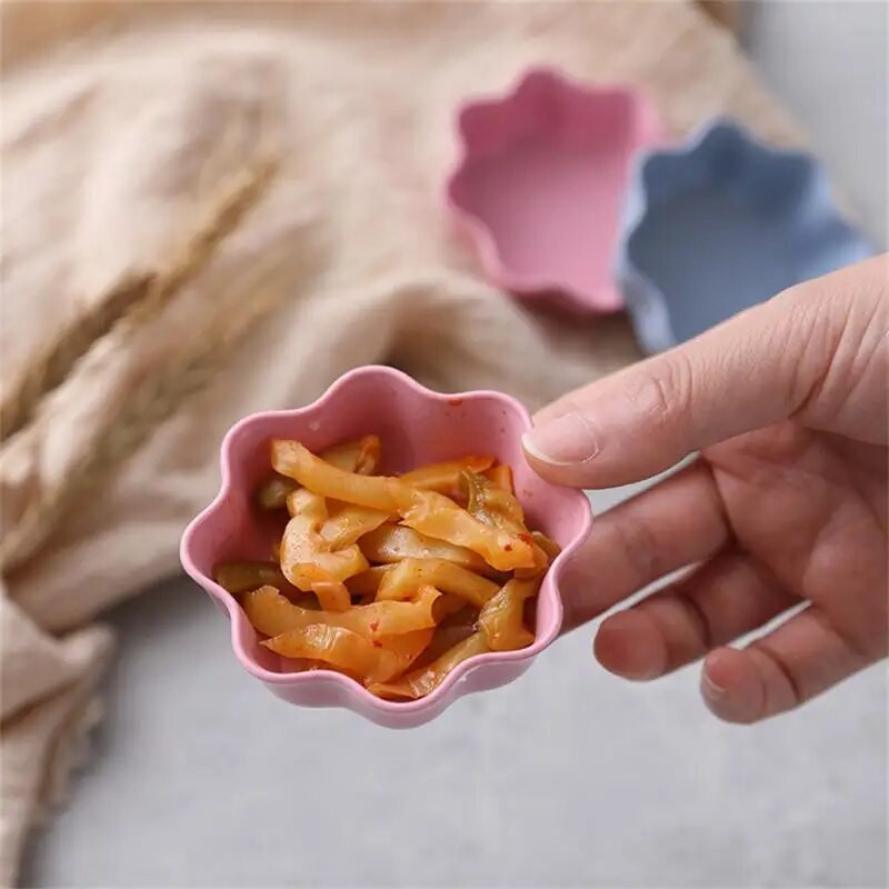 1/3 DB étkészlet mini tál szív alakú búzaszalma tálak ételhez Evőeszközök Ecetes fűszertálak Akciós konyha