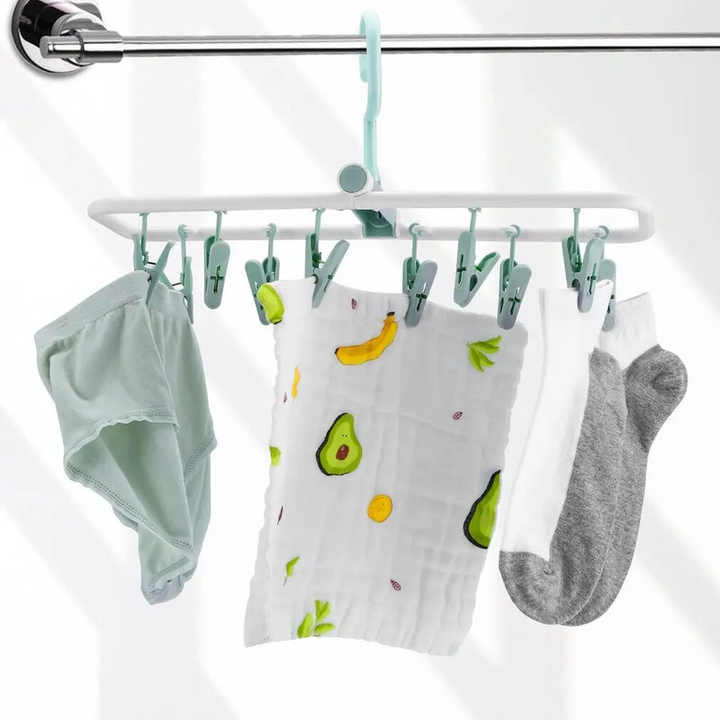 Hordozható összecsukható szárítóállvány Alsóneműk Zokni Clip Multifunkcionális ruhatartó Háztartási ruha Szárazruha Akasztható állvány