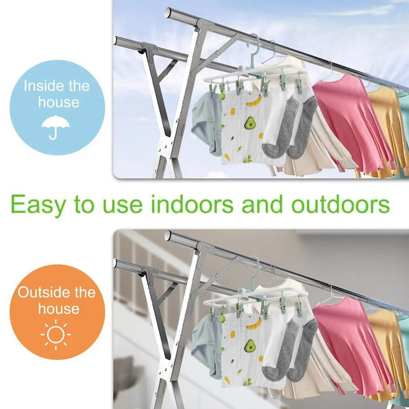 Hordozható összecsukható szárítóállvány Alsóneműk Zokni Clip Multifunkcionális ruhatartó Háztartási ruha Szárazruha Akasztható állvány