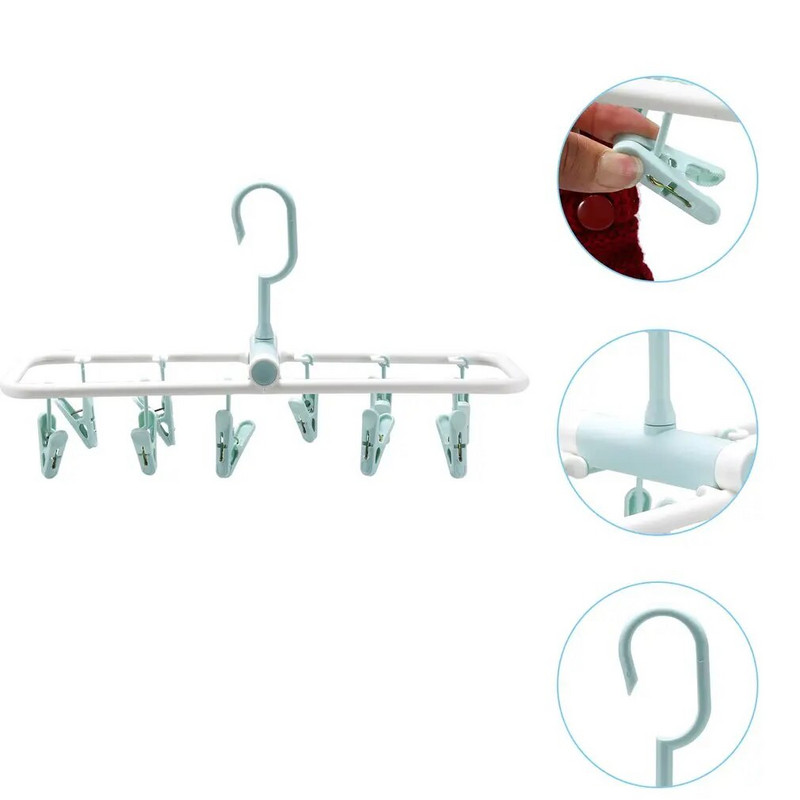 Hordozható összecsukható szárítóállvány Alsóneműk Zokni Clip Multifunkcionális ruhatartó Háztartási ruha Szárazruha Akasztható állvány