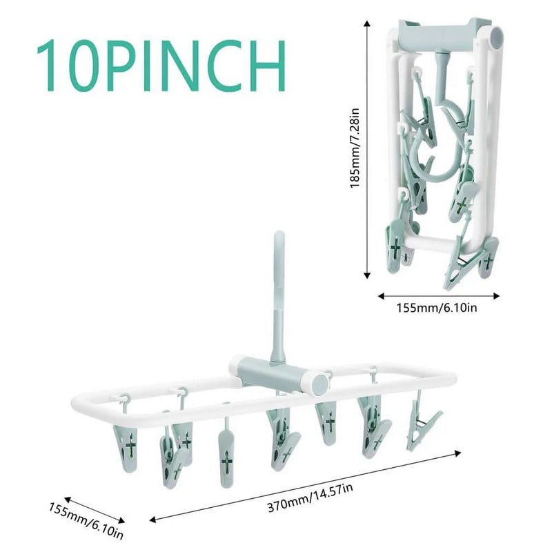 Hordozható összecsukható szárítóállvány Alsóneműk Zokni Clip Multifunkcionális ruhatartó Háztartási ruha Szárazruha Akasztható állvány