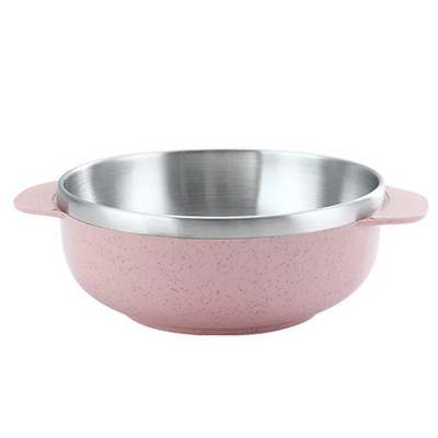 Кухненски прибори за хранене Купа от пшенична слама Купа за хранителен клас пшеница и ориз Двупластова посуда от неръждаема стомана Контейнер за храна Десерт