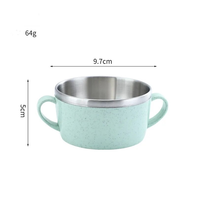 Konyhai evőeszközök Búzaszalma tál élelmiszer minőségű búza rizstál kétrétegű rozsdamentes acél étkészlet ételtartó desszert