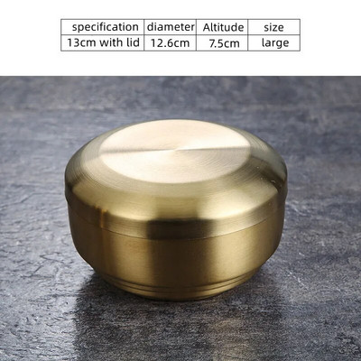 Корейска купа за кимчи 304 двуслойна купа за ориз от неръждаема стомана с капак Домашна купа за супа Ramen Детски купи за ориз против изгаряне