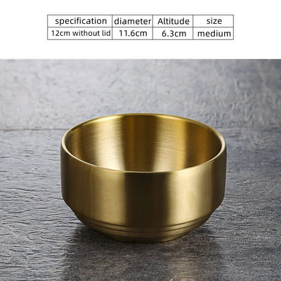 Корейска купа за кимчи 304 двуслойна купа за ориз от неръждаема стомана с капак Домашна купа за супа Ramen Детски купи за ориз против изгаряне