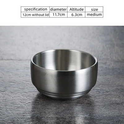 Корейска купа за кимчи 304 двуслойна купа за ориз от неръждаема стомана с капак Домашна купа за супа Ramen Детски купи за ориз против изгаряне